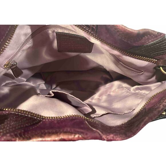 EUC COACH Inlaid C Brooke Purple Leather Suede Medium Tote Bag Purse -Rare - Picture 3 of 7